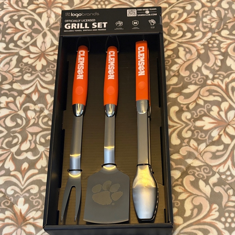 BBQ Grill Tool Set - Orange and Silver